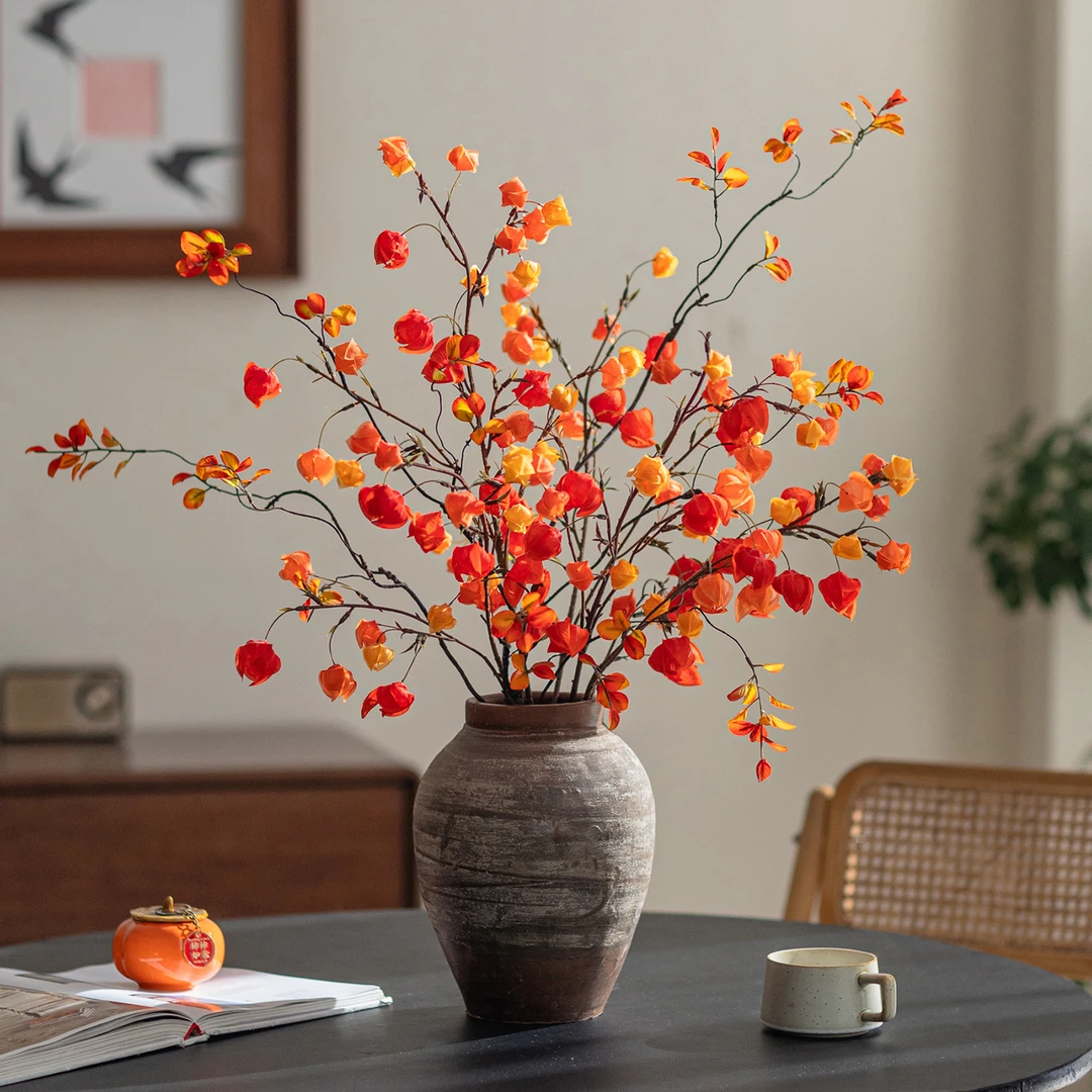 栾树果仿真花灯笼果假花客厅摆设新年装饰年宵花干花仿生花艺摆件