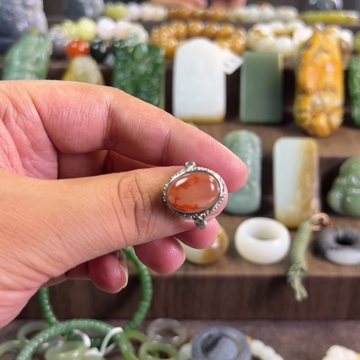 和田玉戒指钛钢男女同款情侣气质款