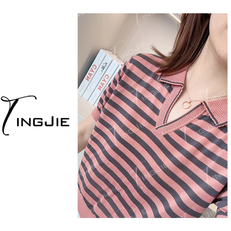 【粉韵】~76支！婷姐自留【线下同款】POLO领超显白！B2779针织上衣