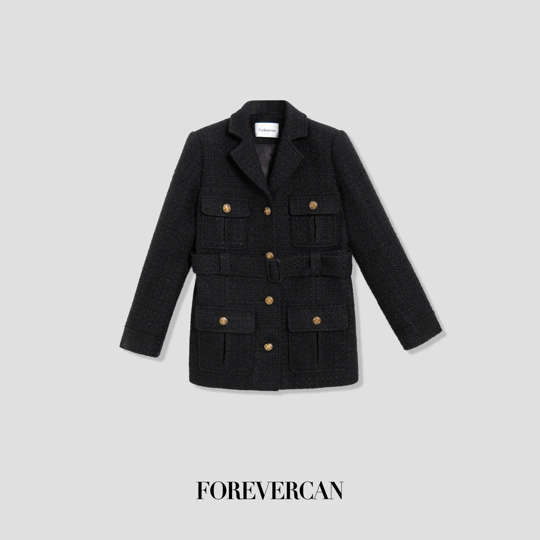 FOREVERCAN“香阀世家”复古感客订粗花呢西装外套 SC22551