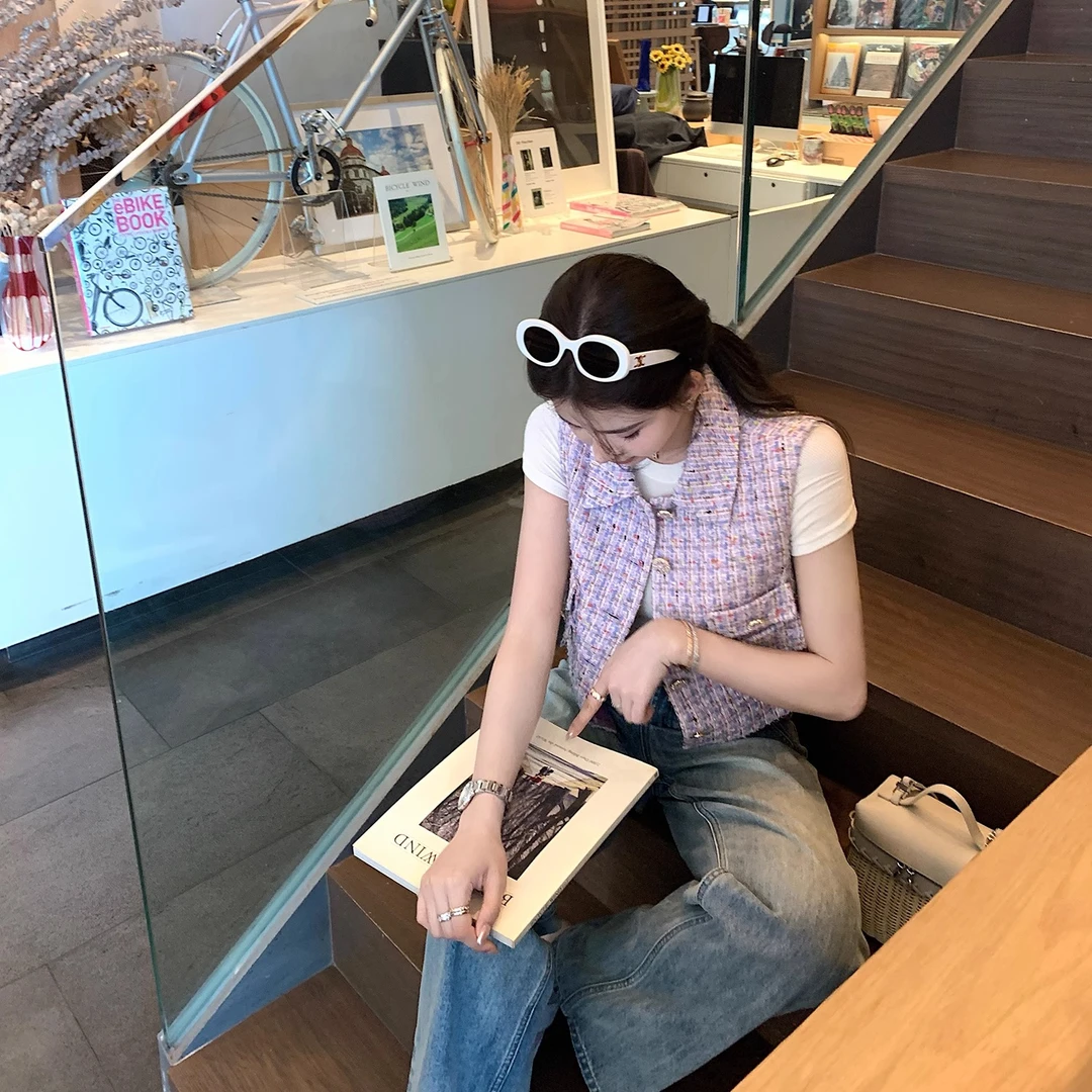 Lilylikes"普罗旺斯夏日"油画里走出来的少女 千金感花呢小香马甲