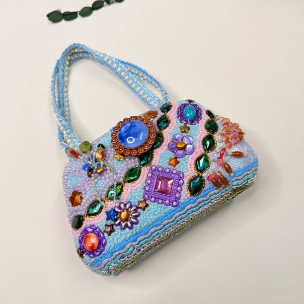 【六六中古】孤品复古精美串珠手提包th7950尺寸13*9*3