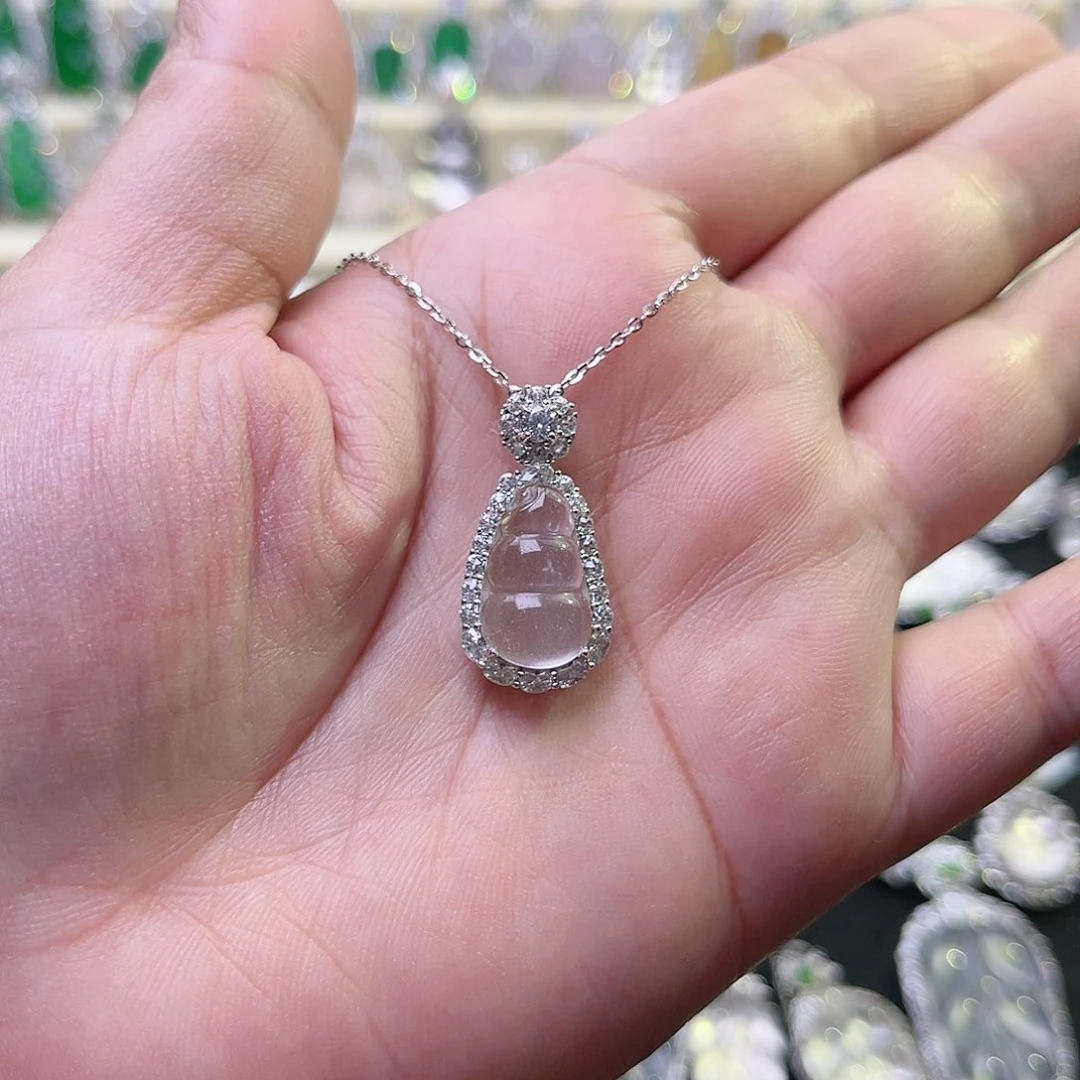 颈饰银S925镶嵌石英质玉福豆