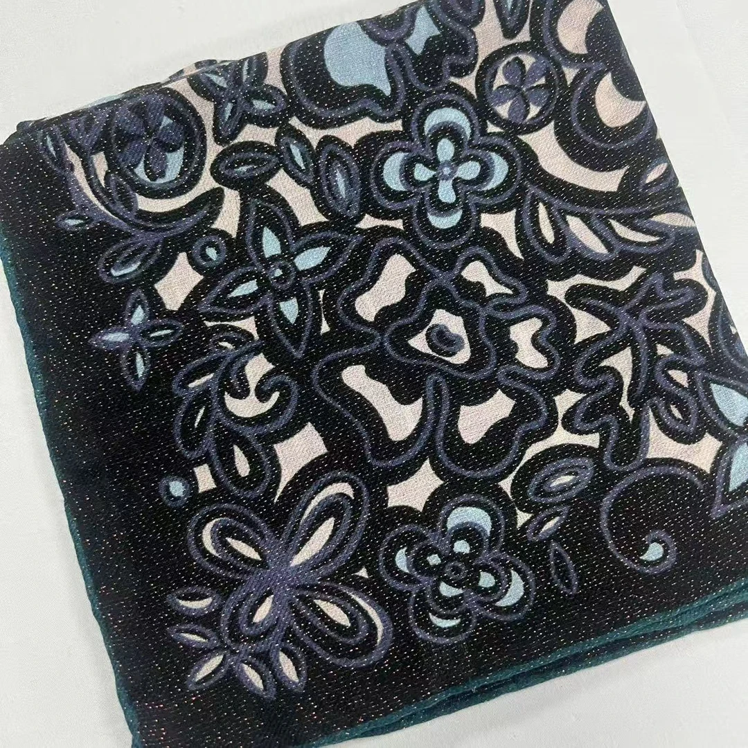 1米金丝羊毛方巾-秘境宝物 95cm丝巾 006