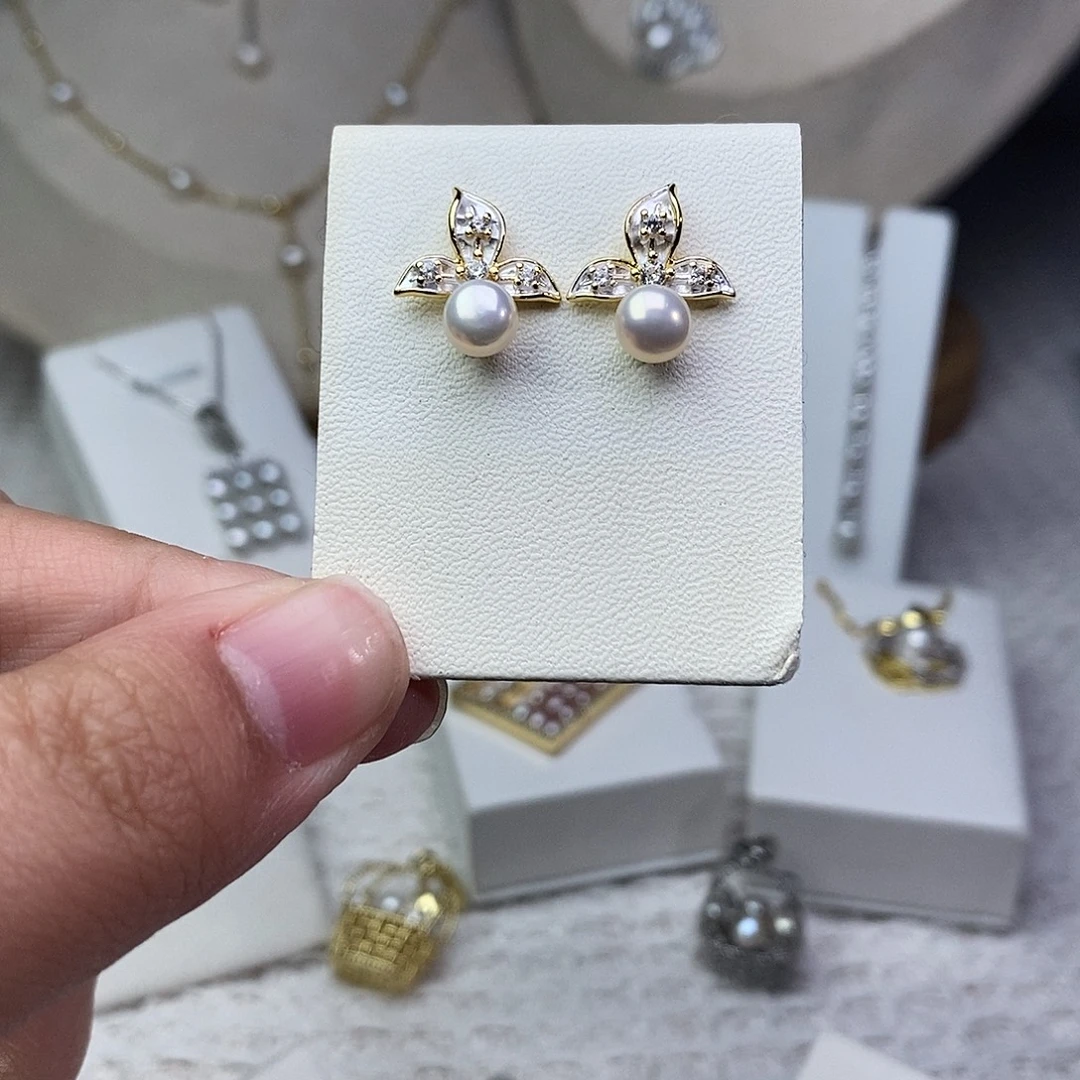 淡水珍珠耳饰银S925镶嵌
