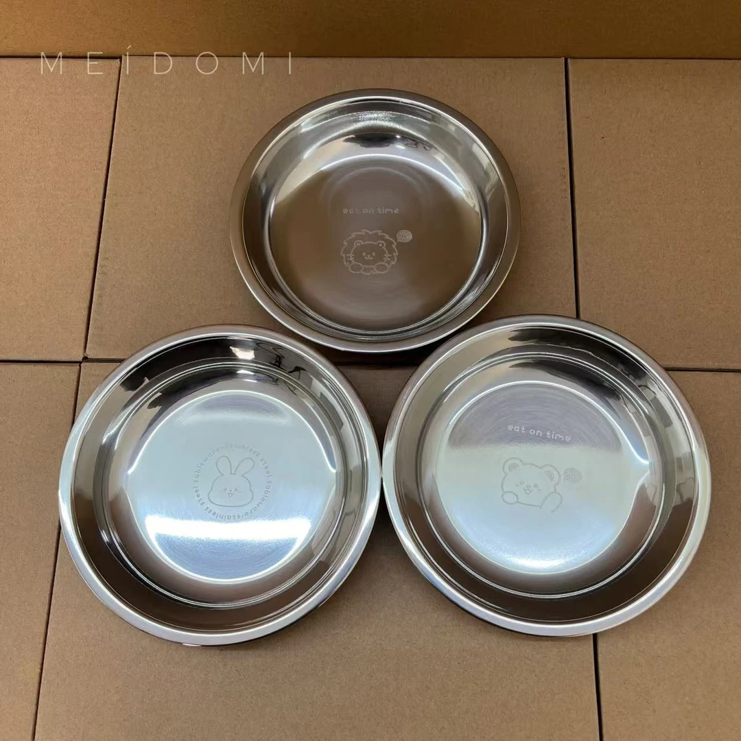 IP授权款（混搭三个装）儿童餐盘不锈钢宝宝辅食碗卡通图案可爱16cm