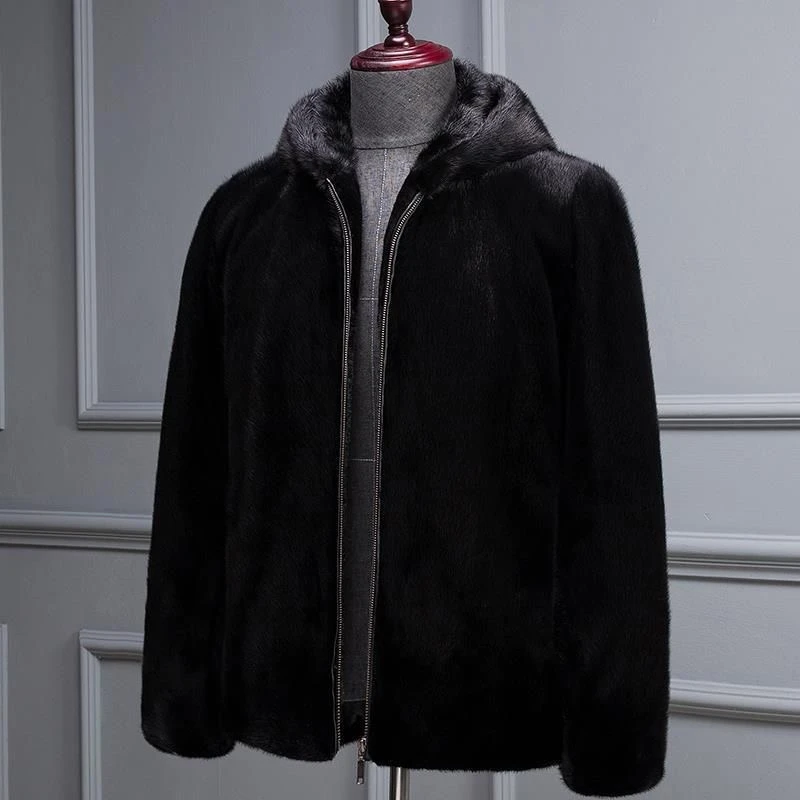 2025冬季连帽潮流新款加绒加厚休闲男士貂绒外套-110