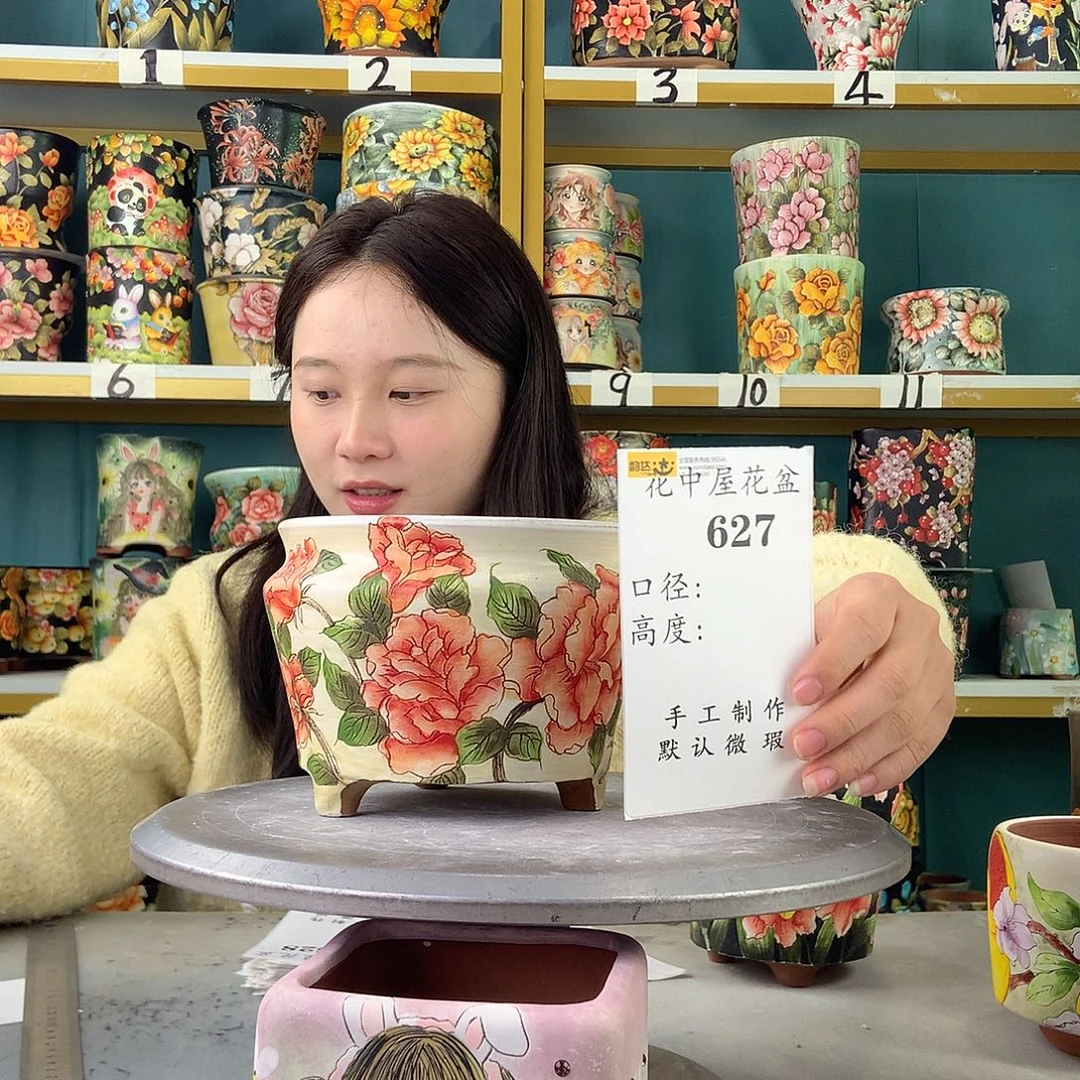 艾***子陶景德镇手工花盆627