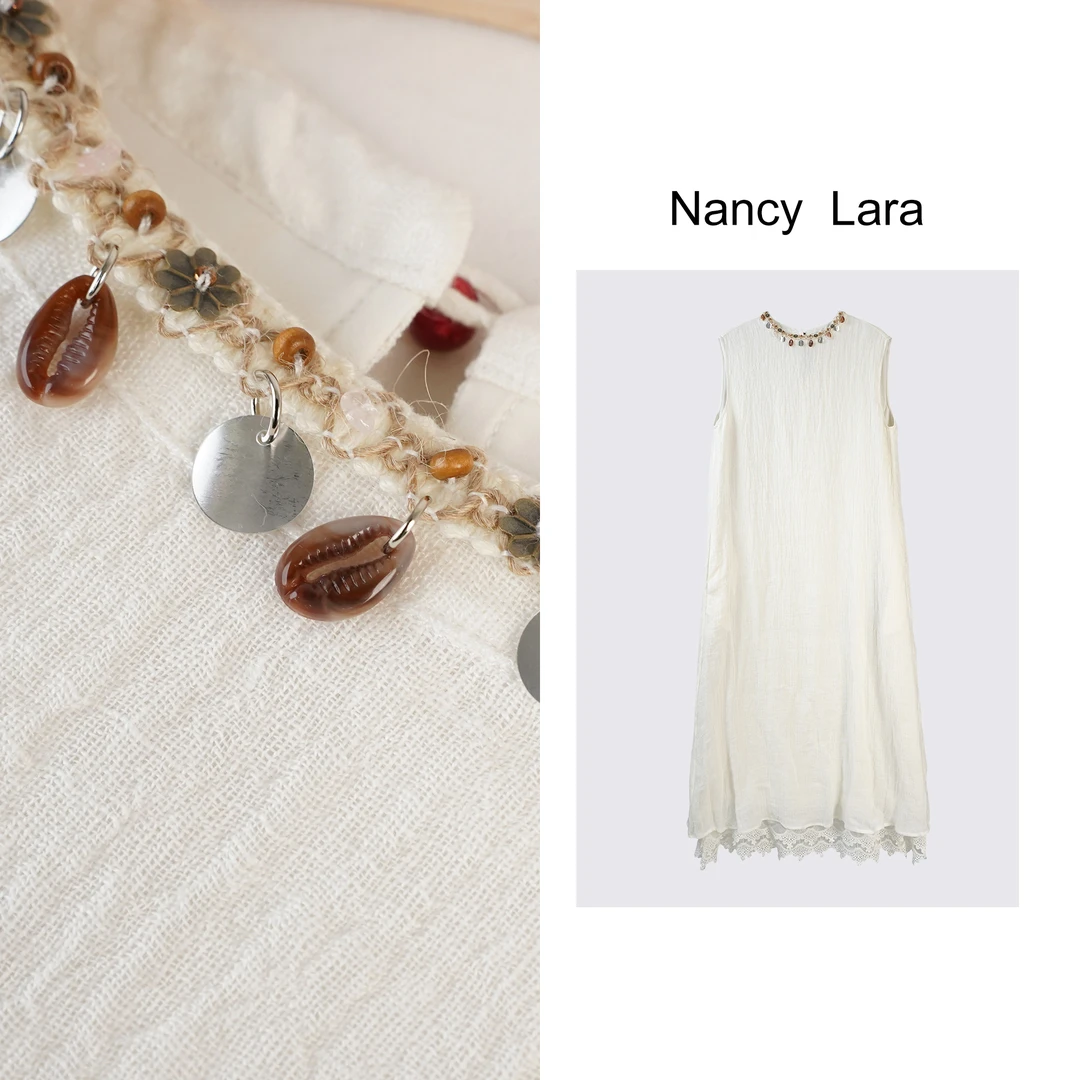 Nancy Lara 度假风夏日无袖亚麻连衣裙 NL659X17107