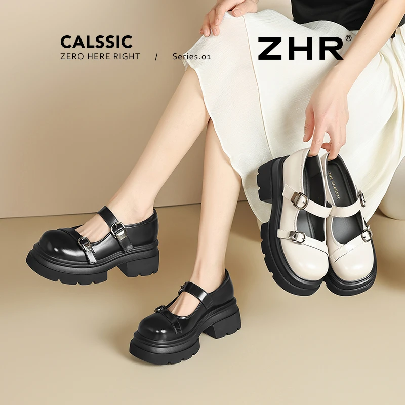 ZHR/则则英伦风大头玛丽珍JK鞋女款春夏爆款厚底气质百搭小皮鞋