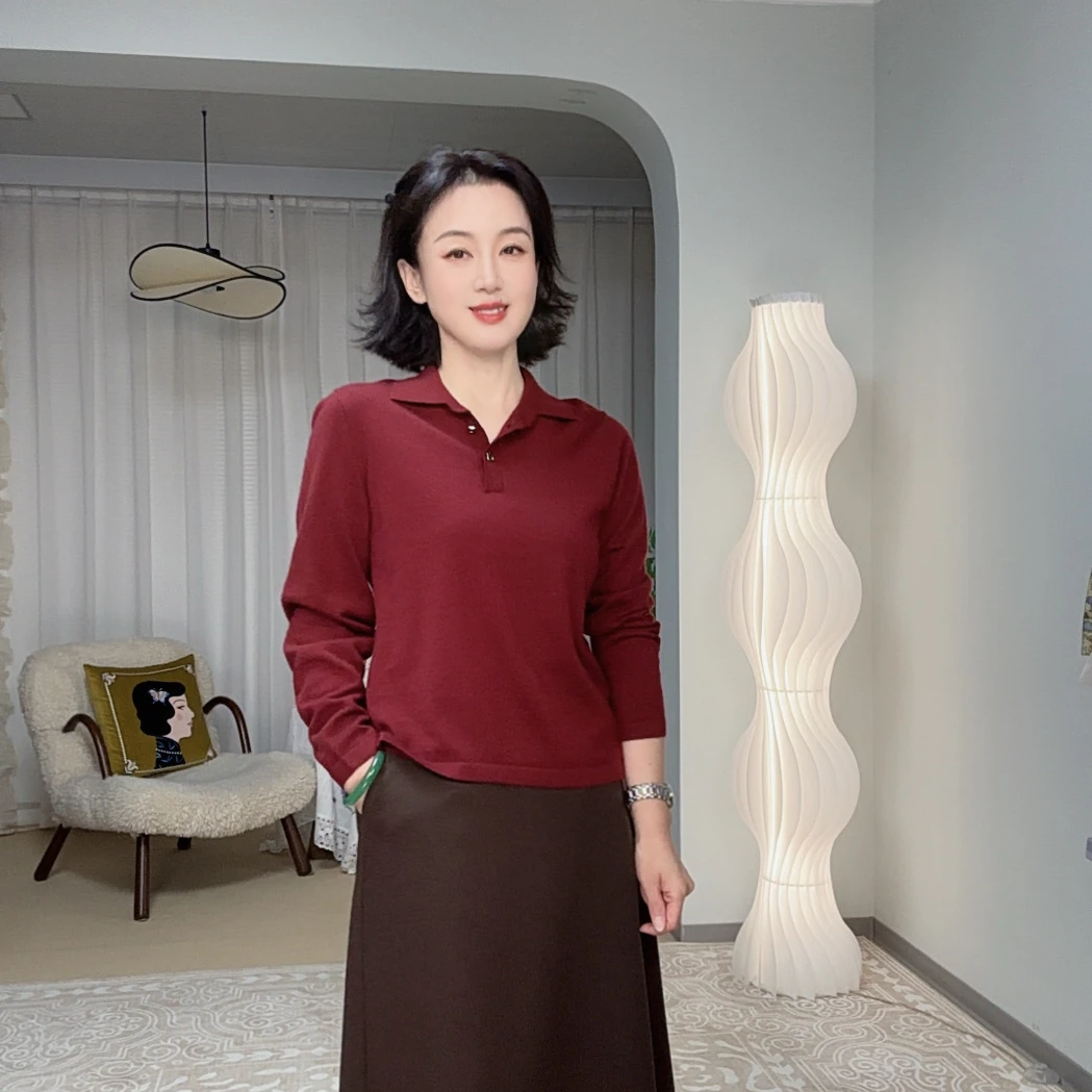 {小敏定制}2025新款POLO领气质打底衫长袖
