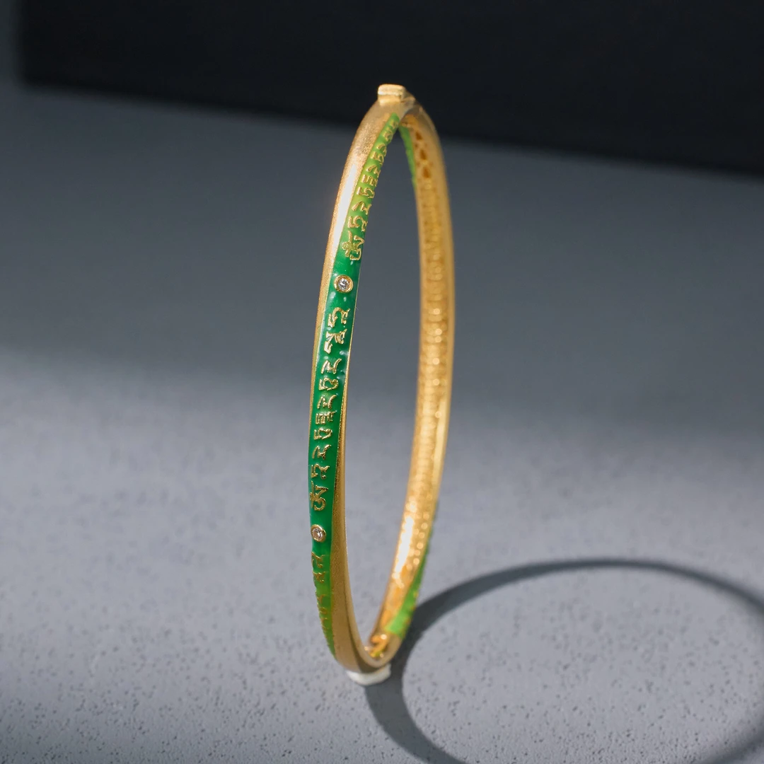 【歪歪】（素金）绿度母心经18K金手镯（多样性发一）XB-J6277