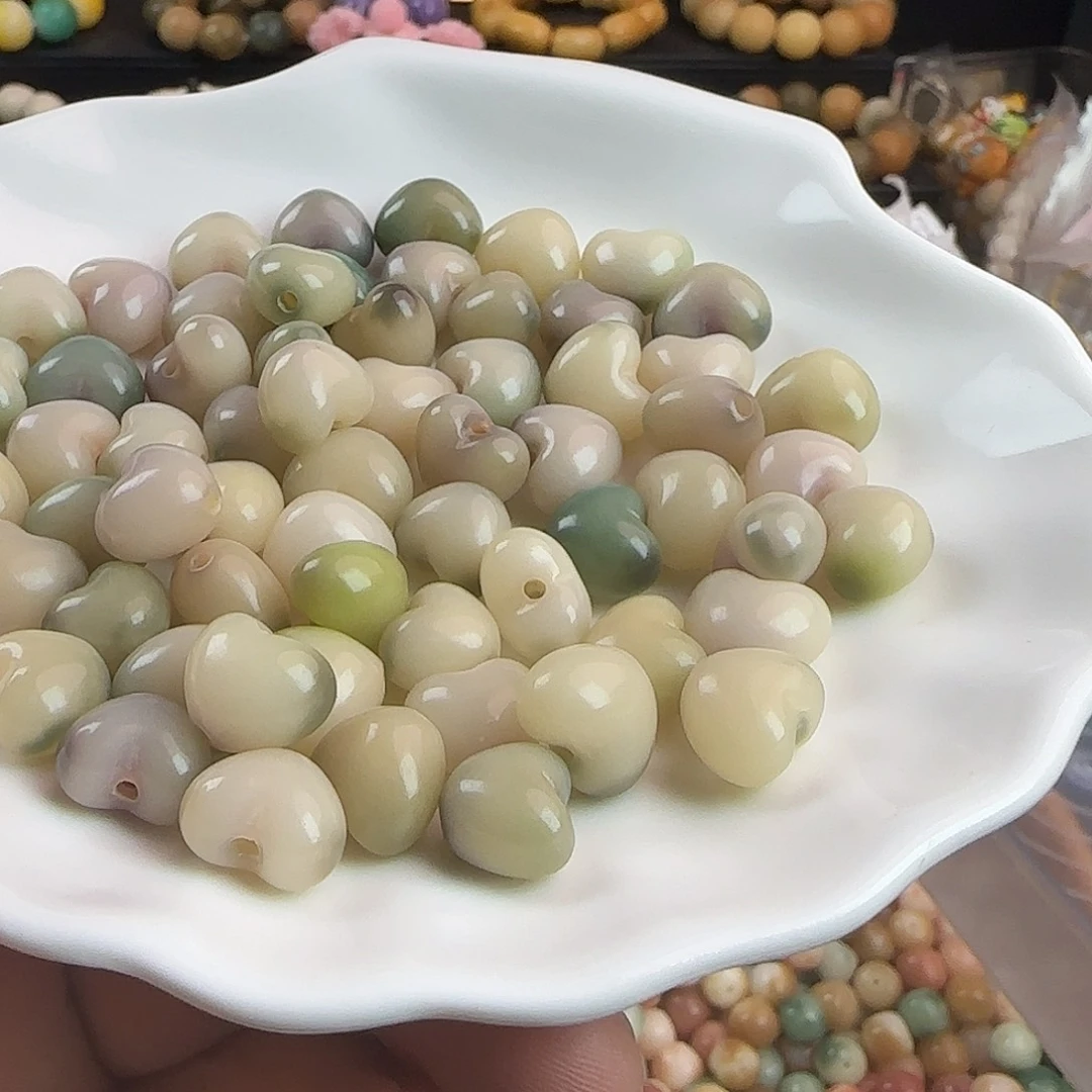 手串菩提根/象牙果卡13.5玻璃底爱心100颗