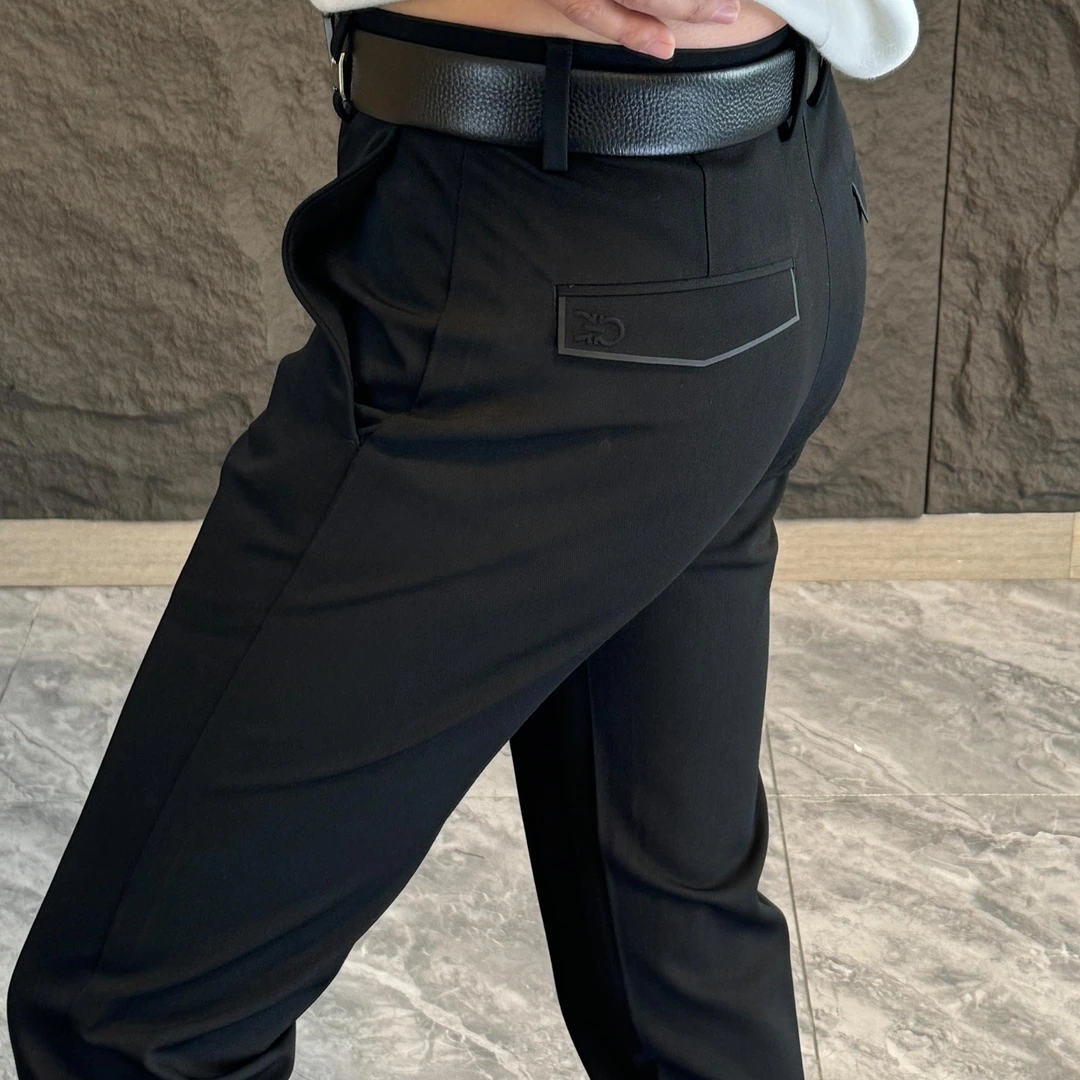 秋季新款男士休闲裤时尚百搭修身轻奢高档直筒裤抗皱商务小西裤