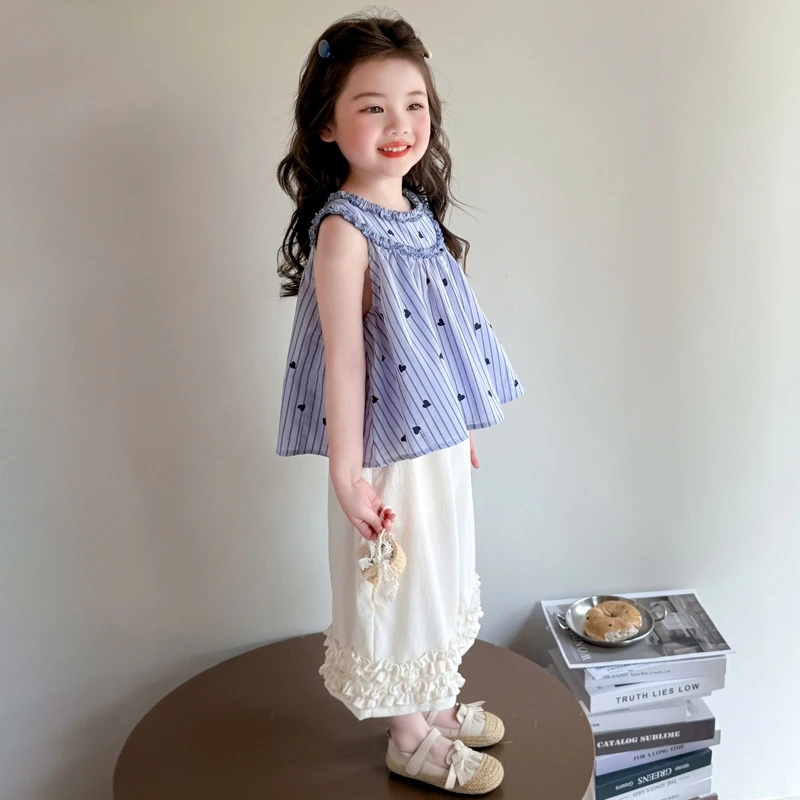 女童夏季套装2025新款儿童无袖衣服女宝宝洋气时髦薄款女孩两件套