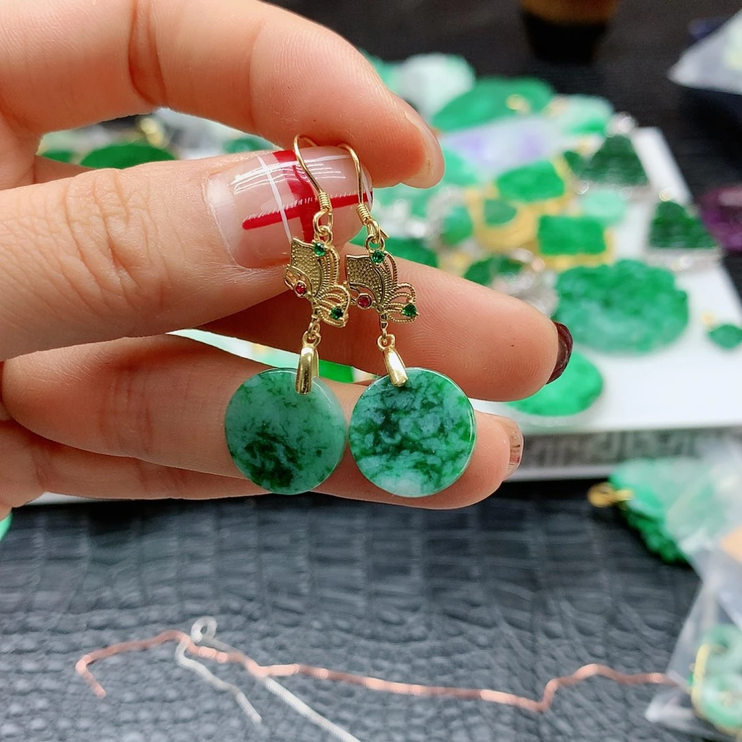【闪购商品】翡翠耳饰银S925镶嵌，
