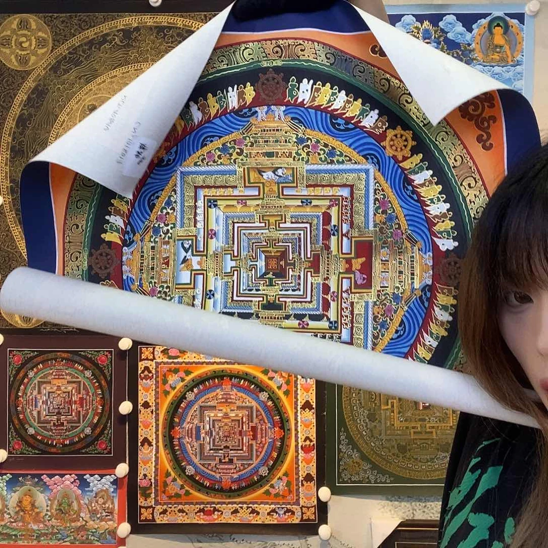 卷轴画纯手绘唐卡坛城50厘米左右