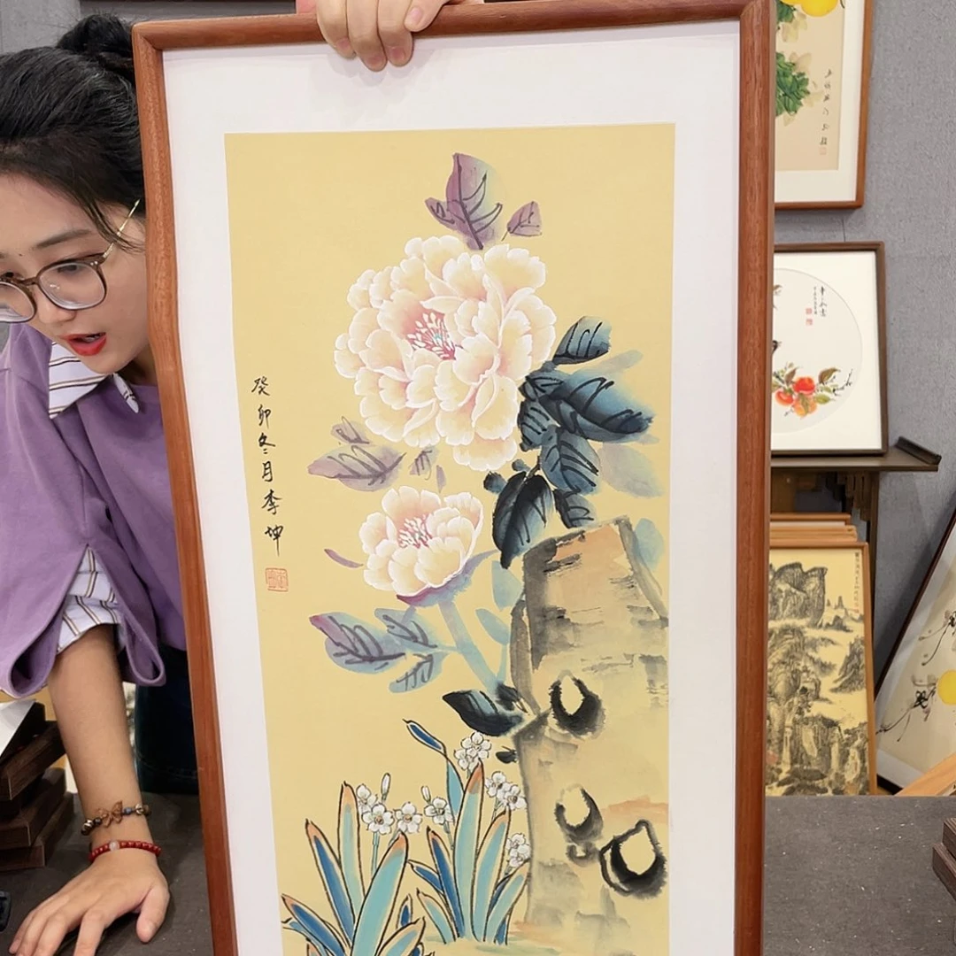 书法手绘带框尺寸：36*69