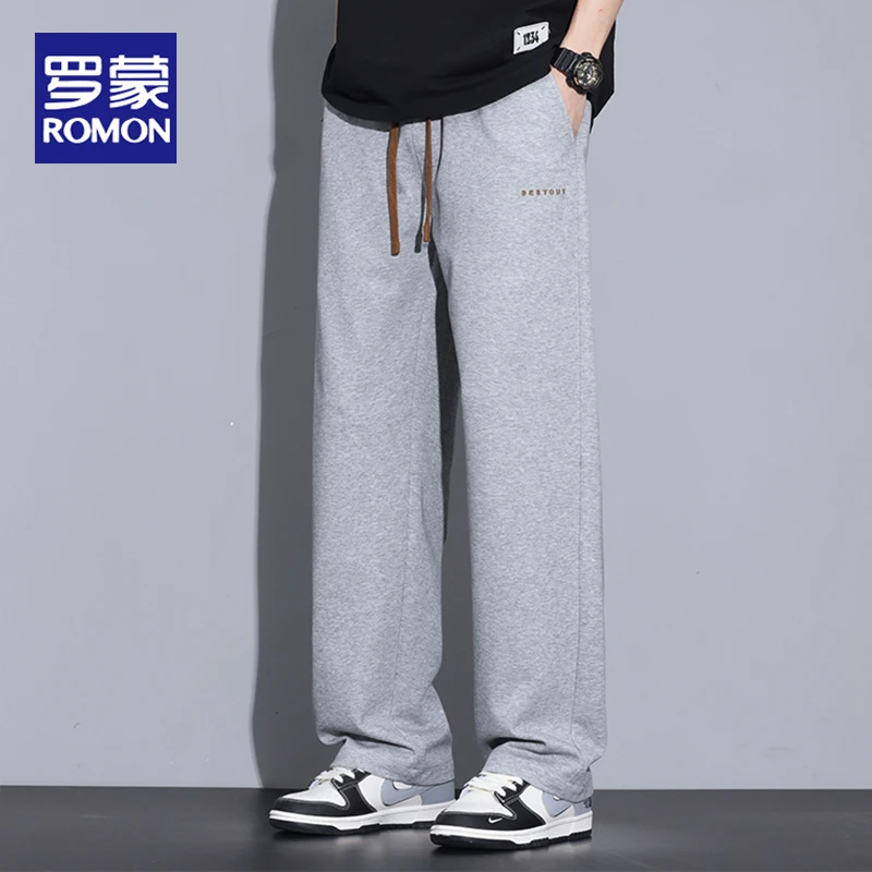 罗蒙男士美式潮流裤子男款春季2025新款百搭直筒宽松阔腿休闲裤子