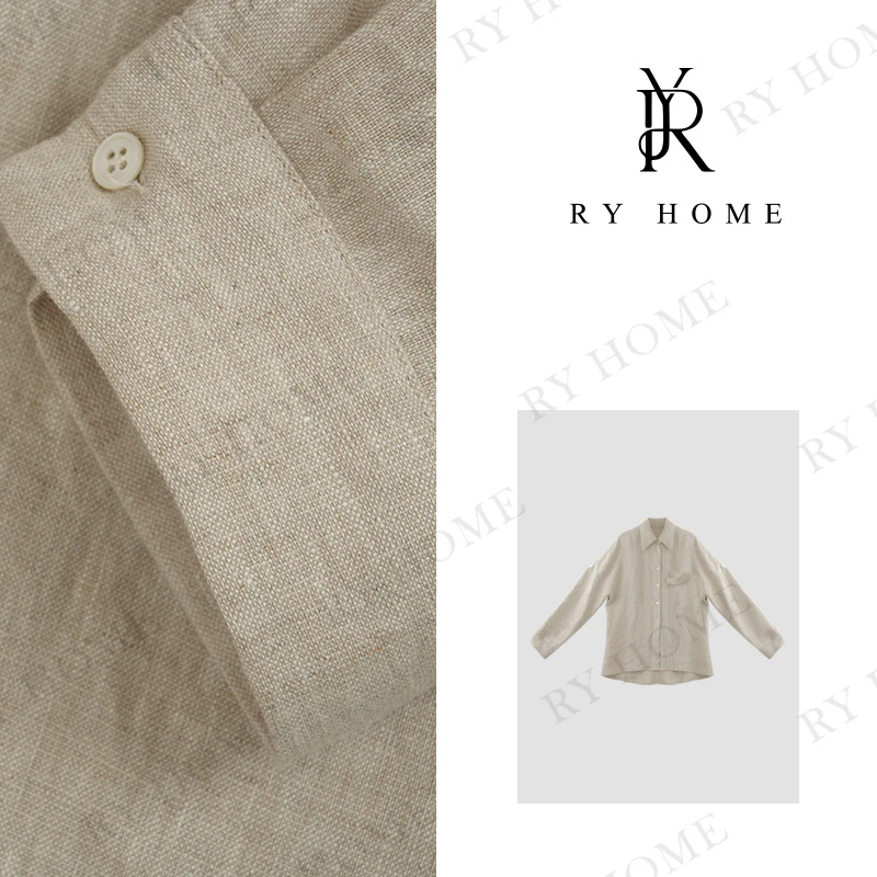 【容雨RYHOME】“烟雨万千”100%亚麻＋翻领长袖衬衫外套C1233