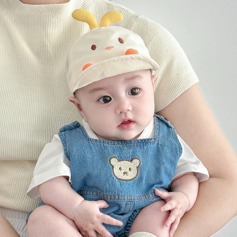 新生婴儿帽子夏季0—6个月小月龄鸭舌帽男女宝宝网眼款防晒遮阳帽