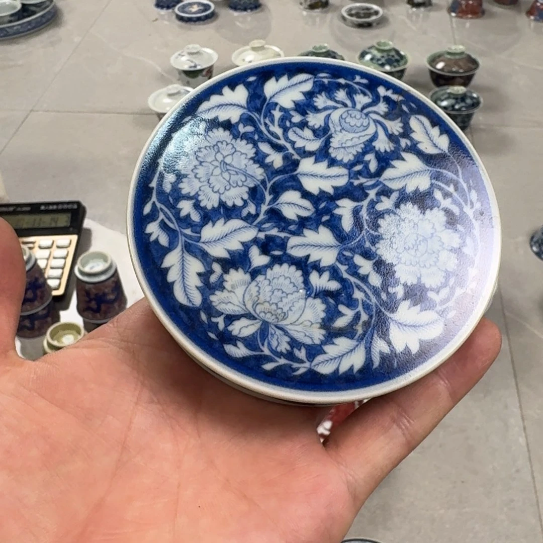 杯青花国色天香盖置