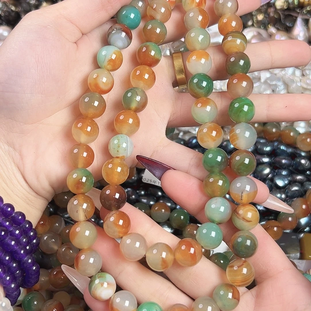 玛瑙/玉髓合金珠宝半成品b38 12m 日落黄昏玛瑙一条