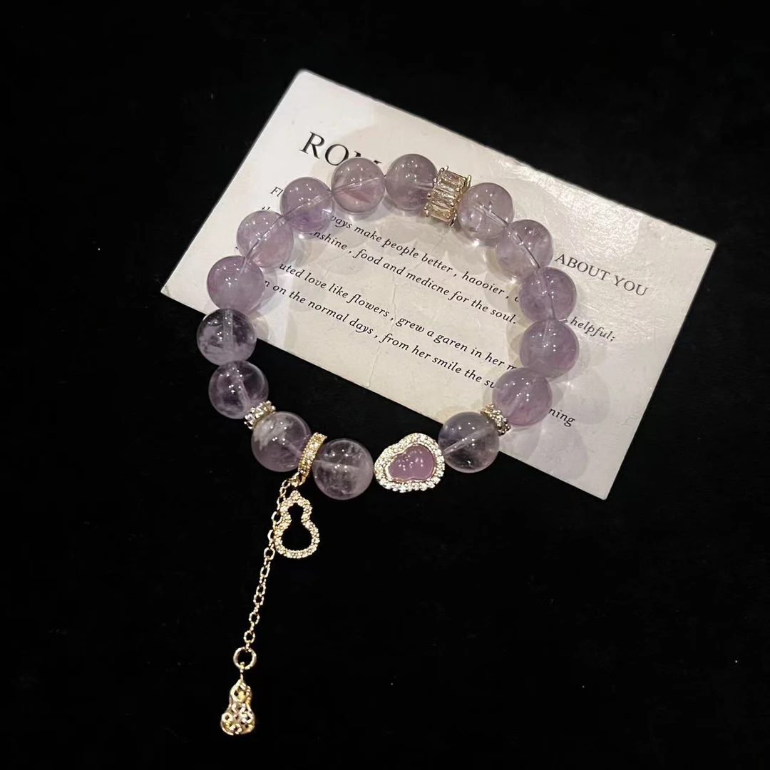 F21 11-12mm紫兔毛设计款手串 多样性发一