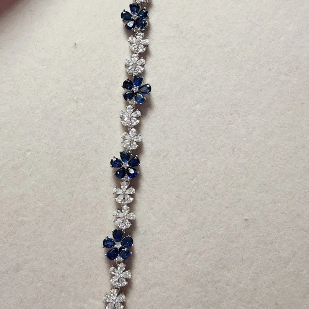 蓝宝石手链银S925镶嵌