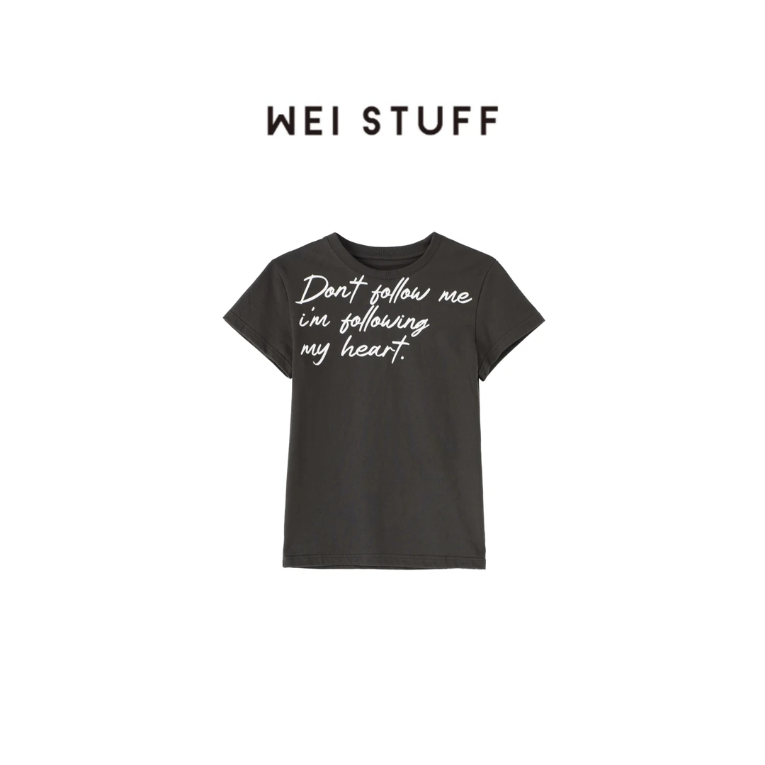 WEI STUFF “极简主义”字母印花圆领T恤 6970 S