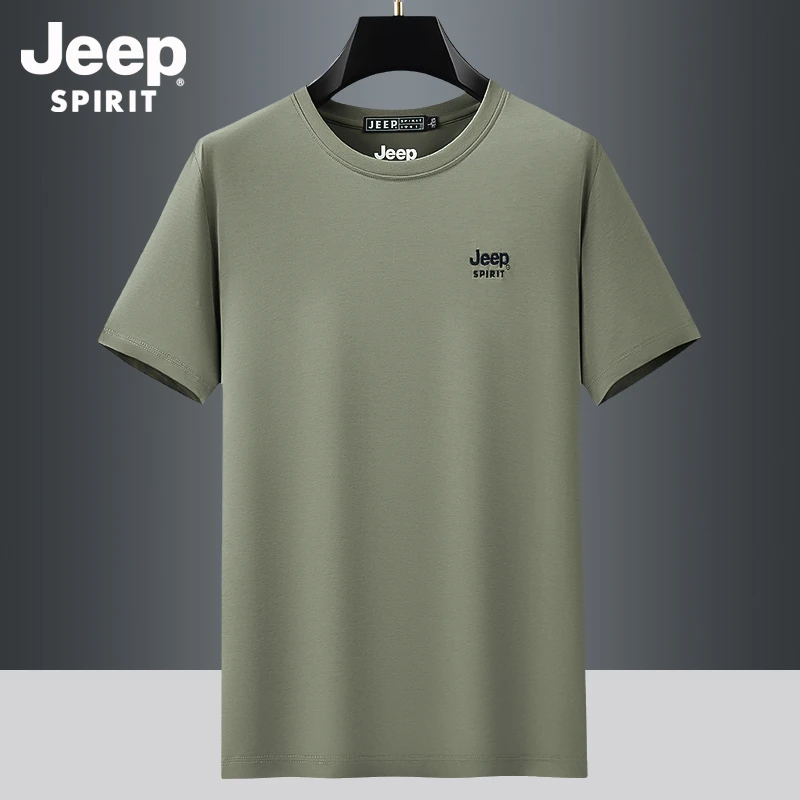 JEEP吉普刺绣t恤男短袖夏季新款高品质舒适弹力透气薄款圆领上衣