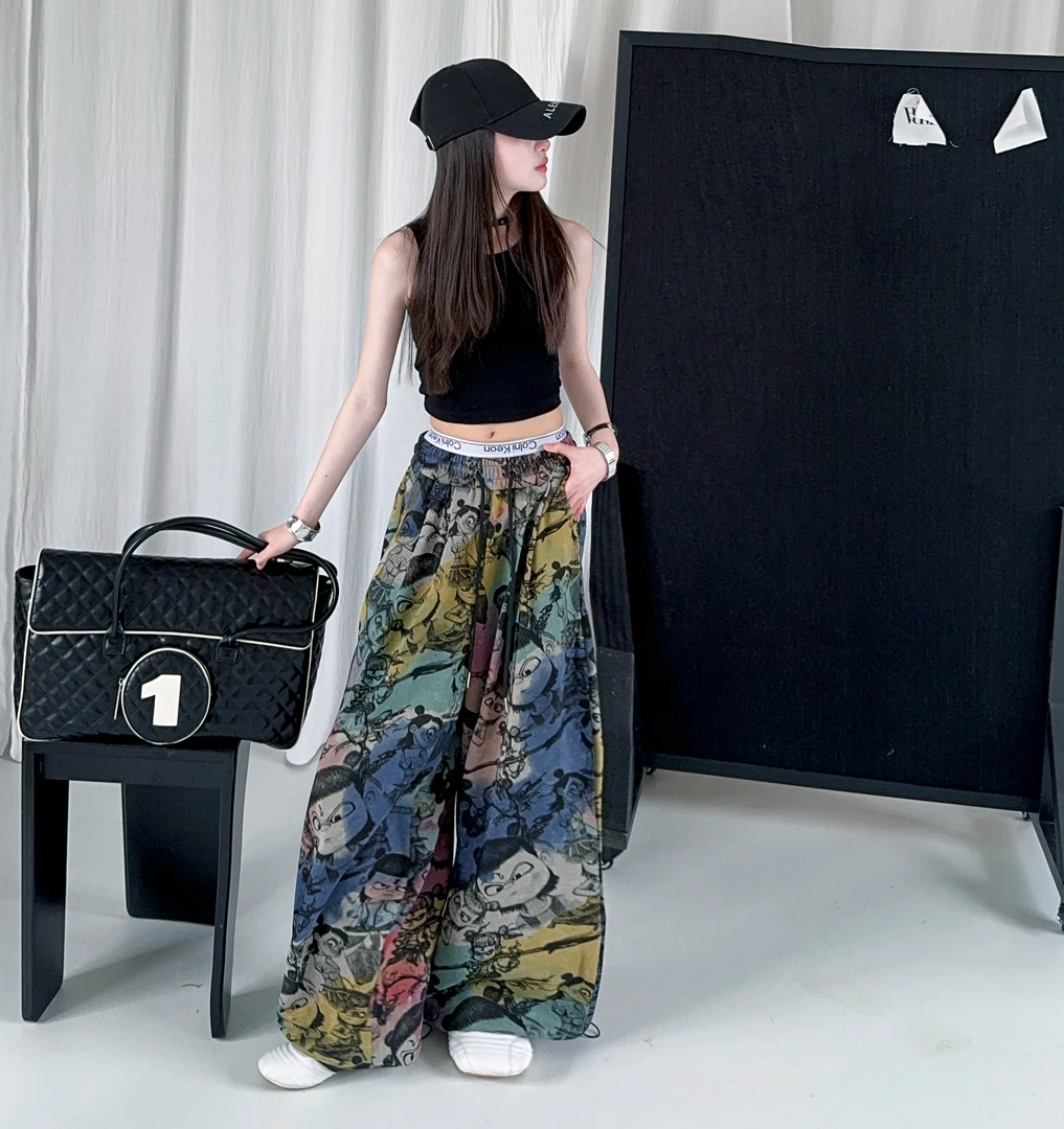 女童夏装套装2025新款6-12岁15岁中大童洋气时髦扎染渐变印花裤子