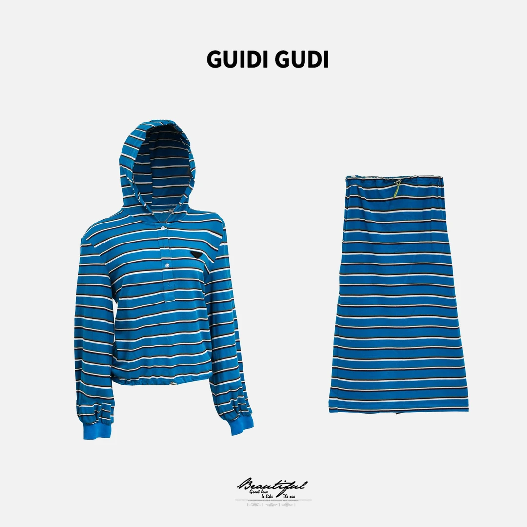 GUIDI GUDI【夜海】黄加蓝两件套卫衣+半裙套装 D9511303H