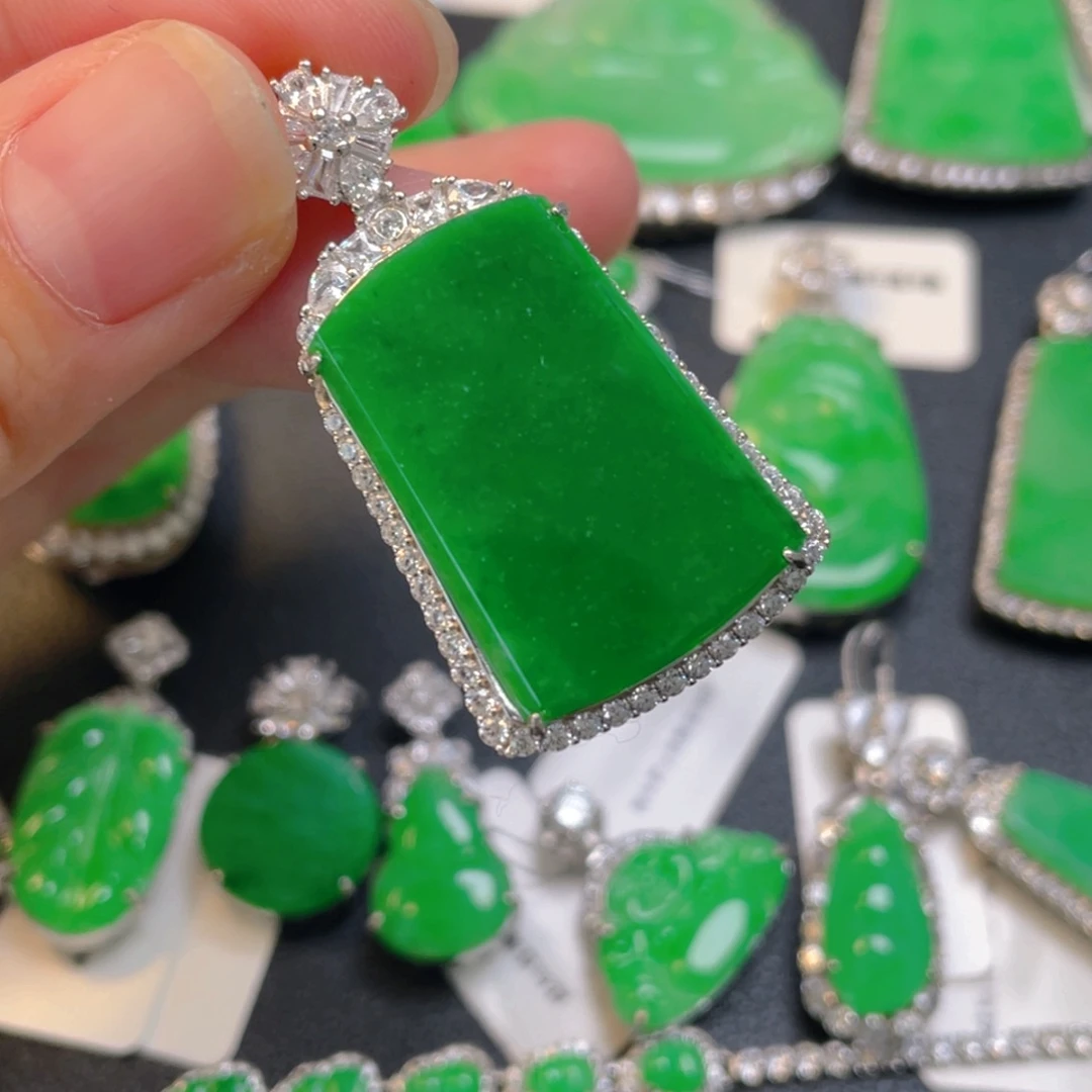 翡翠银S925镶嵌吊坠(不含链)