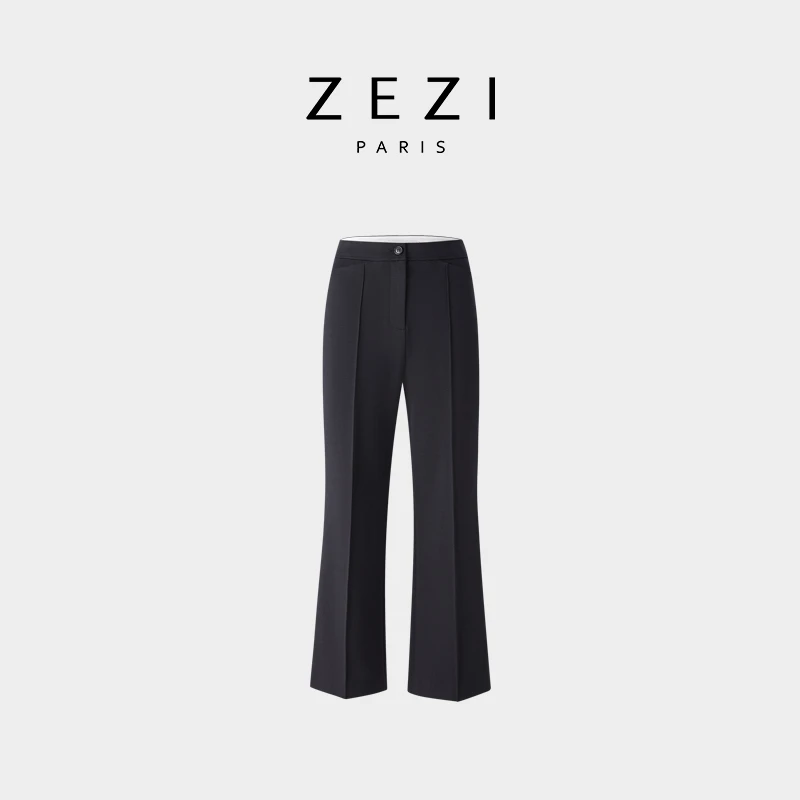 ZEZI经典九分微喇裤时尚显瘦显腿长休闲裤时尚气质女裤春秋款长裤