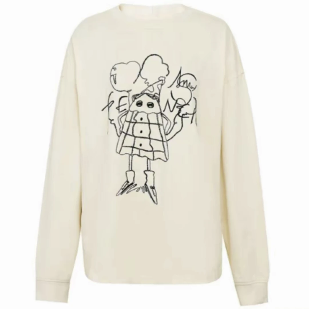 阿玛施AMASS 新款简约舒适休闲百搭宽松廓形纯色长袖卫衣女530089