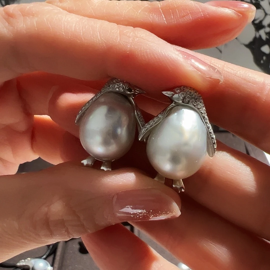 海水珍珠耳饰银S925镶嵌
