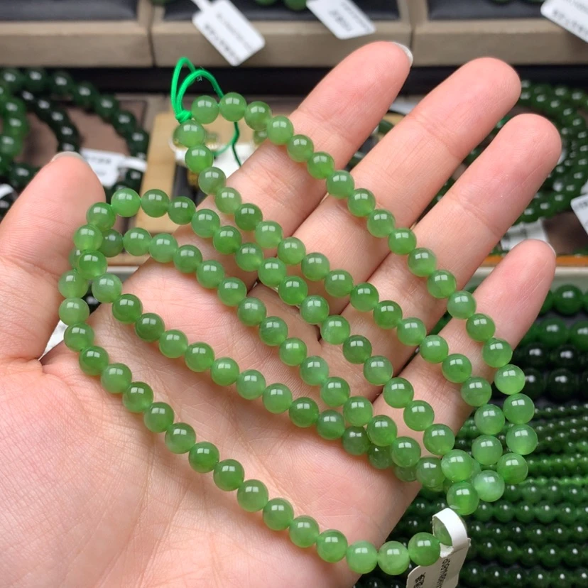 【闪购商品】颈饰未镶嵌和田玉（碧玉）6m阳绿无黑清货出