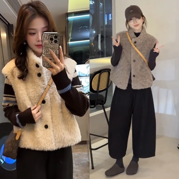 今年流行超好看立领毛毛马甲女2025冬季爆款时尚洋气无袖短外套