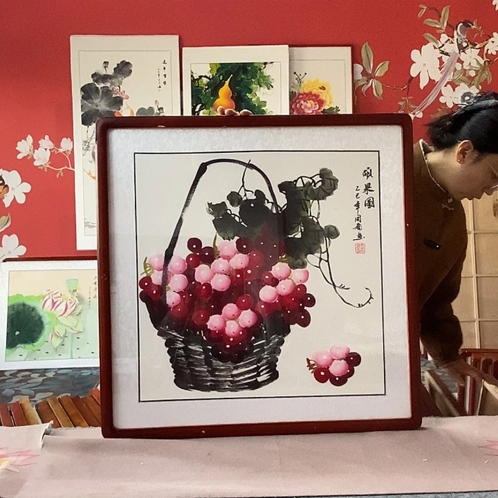 国画手写手绘带框包邮国画作品62✖️62