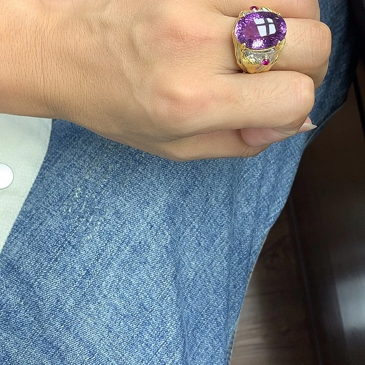 银S925镀金镶嵌水晶戒指