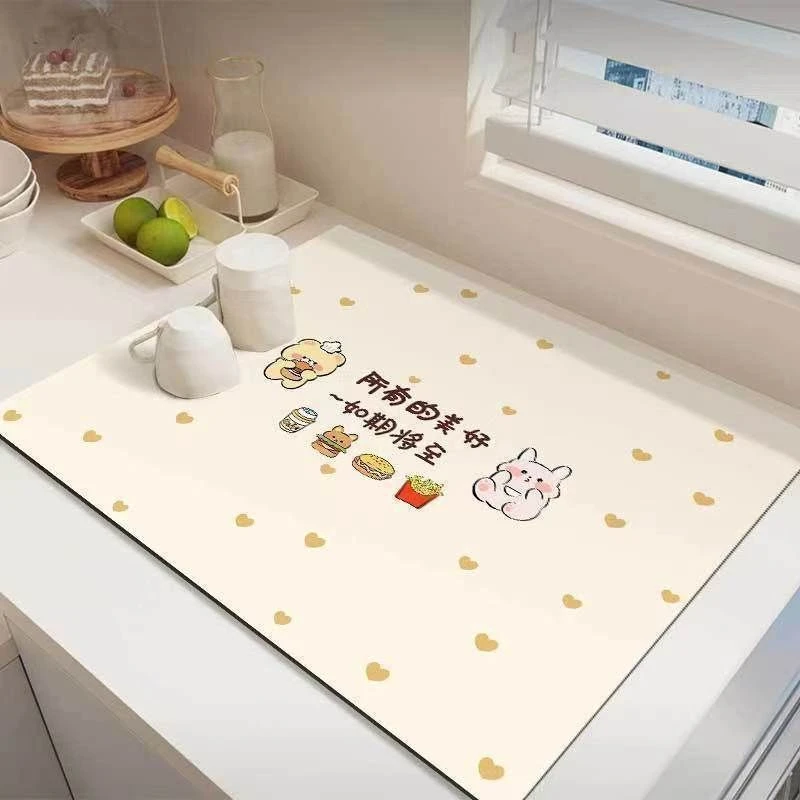 硅藻泥厨房沥水垫台面免洗水槽边强力吸水吸油防滑餐盘杯垫子