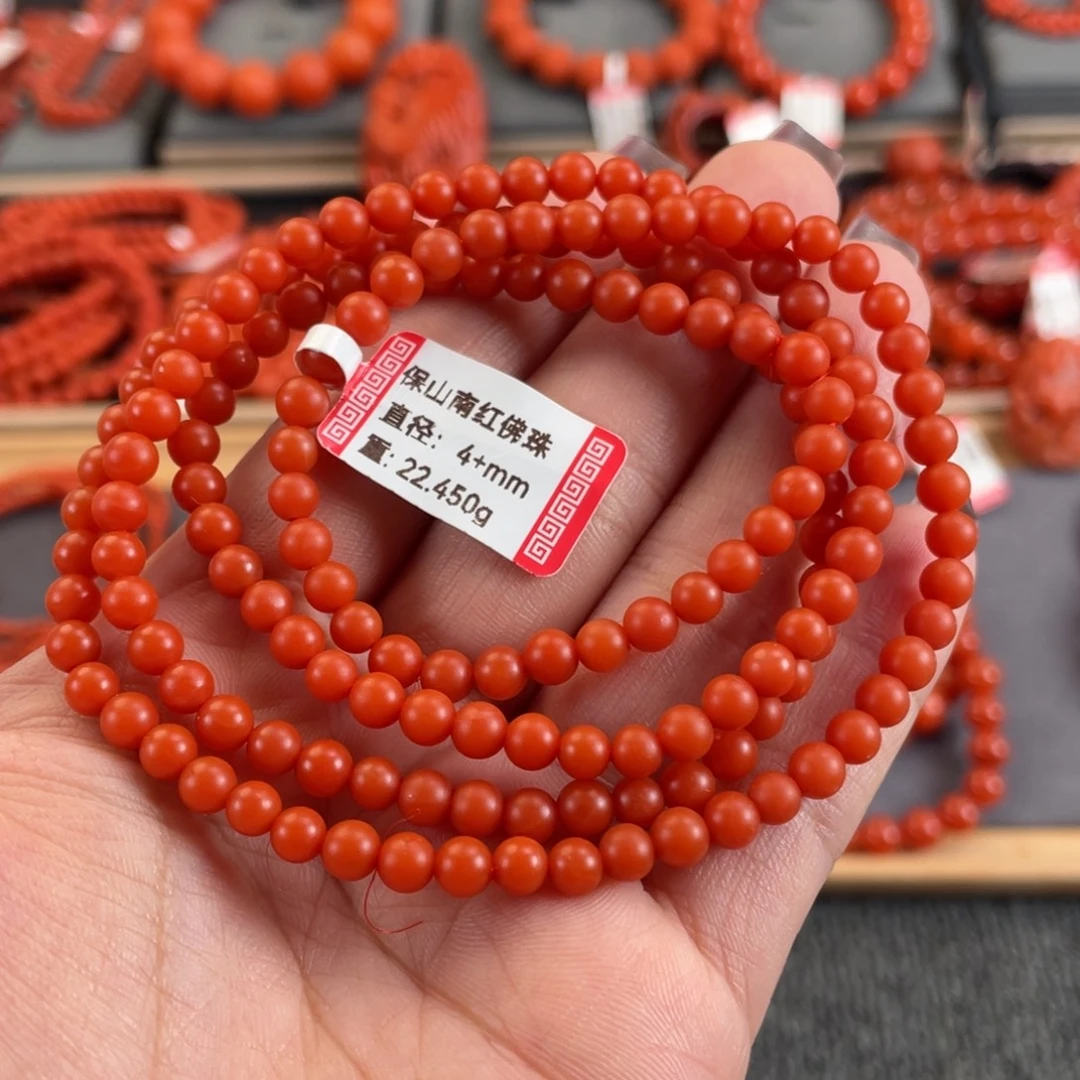 南红玛瑙未镶嵌手链保山南红多圈