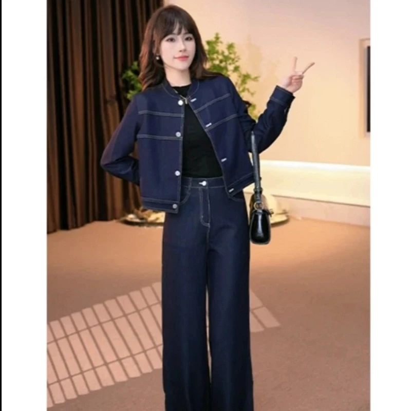 新款套装女2025早春高定轻奢气质显瘦牛仔套装女