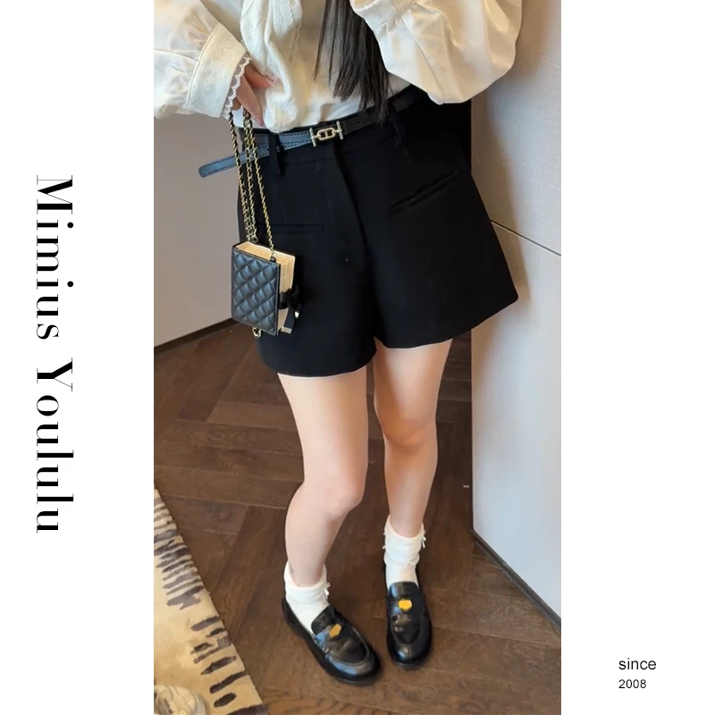【mimius】&喵喵 气质百搭宽松显瘦阔腿休闲短裤 G02110