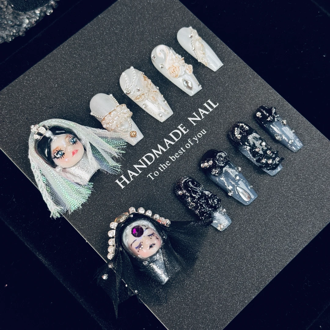 【会黑化的爱情】重工娃娃头高级感显白精致纯手工穿戴甲