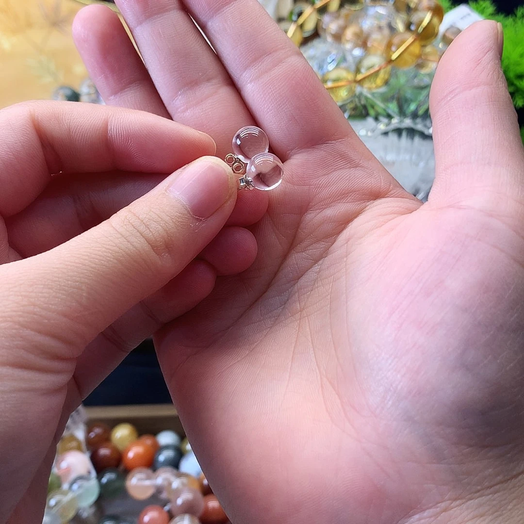 水晶手链银S925镶嵌耳钉