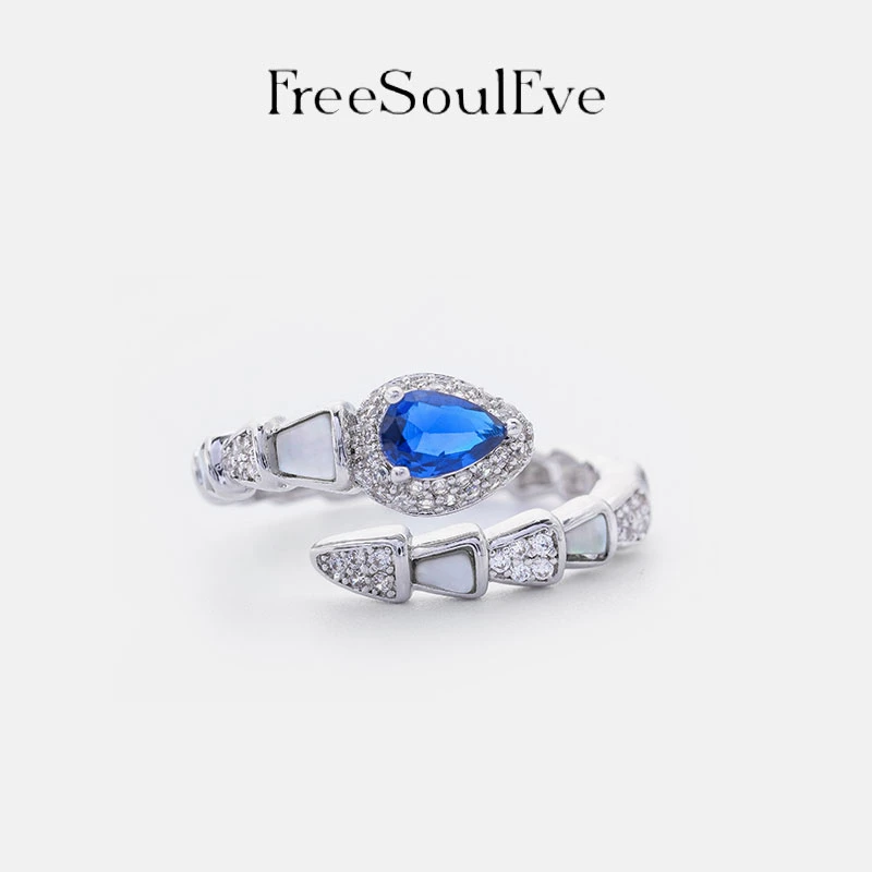 铜合金锆石戒指 FreeSoulEve原创轻奢铜镀金可调节戒指女简约风