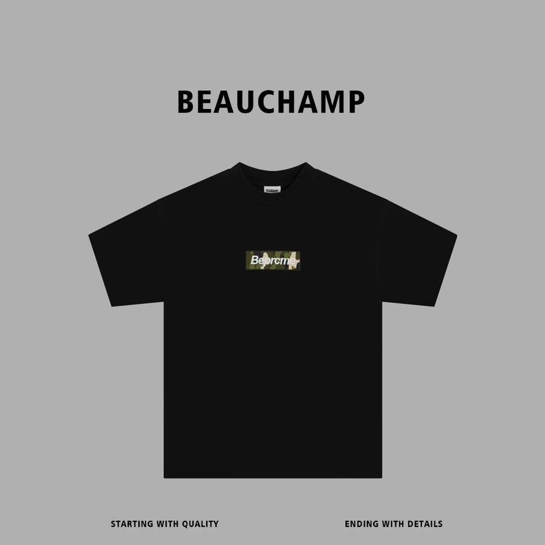 Beau champ品牌 美式宽松休闲夏季时尚百搭刺绣圆领短袖 6336#