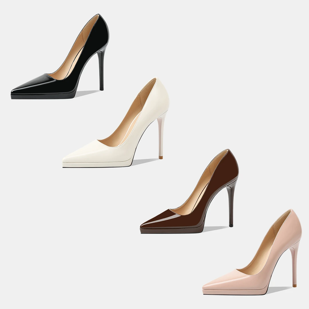 尖头欧美风细跟高跟鞋性感时尚法式气质漆皮百搭白色浅口春季单鞋